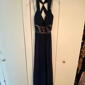 Navy floor length gown